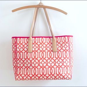 Kate Landry Tote Coral and Cream